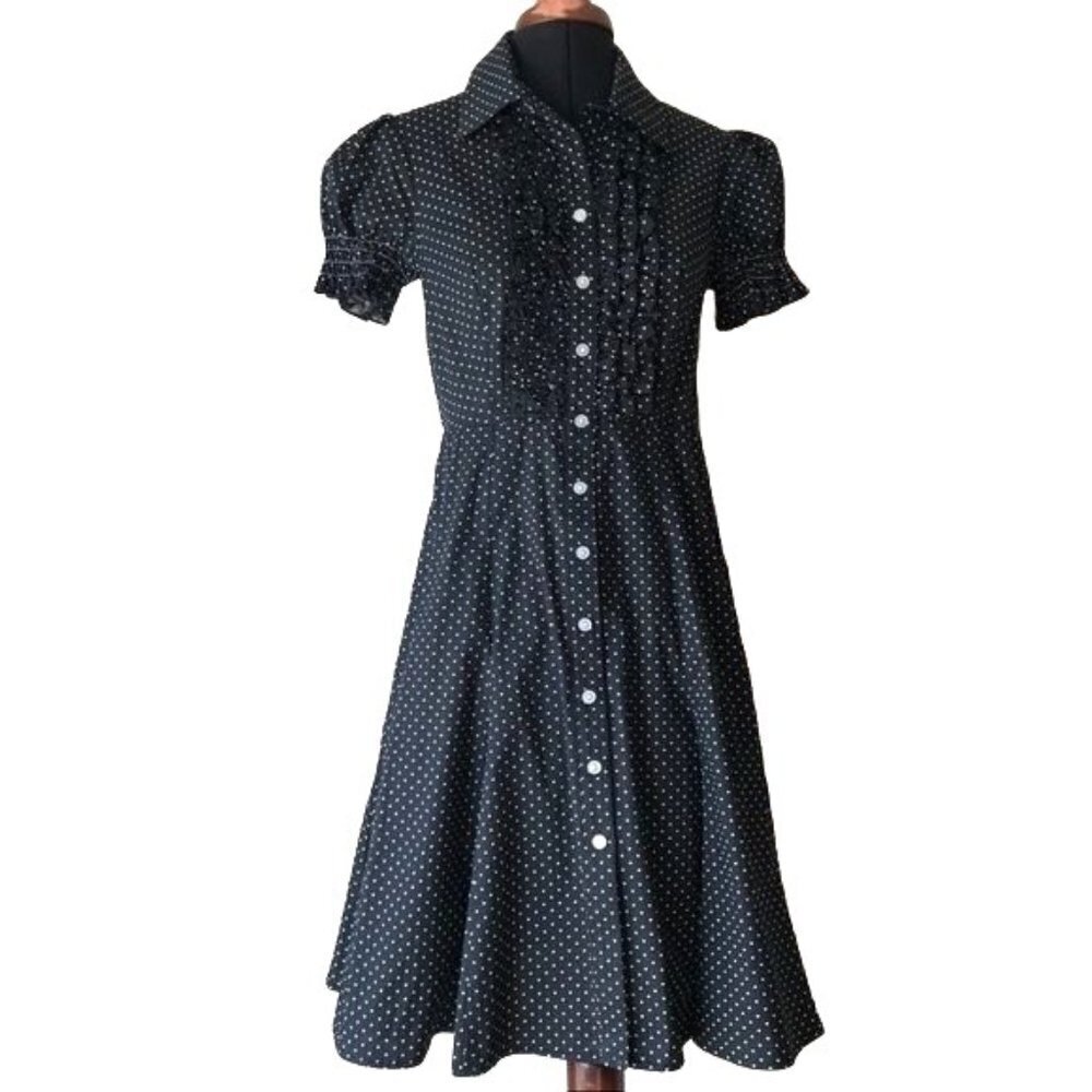 Sequin Hearts Black Retro Polka Dot Dress Sz 3